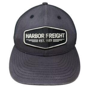 Harbor Freight Trucker Hat Gray Snapback OS Mesh Embroidered Patch Adjustable